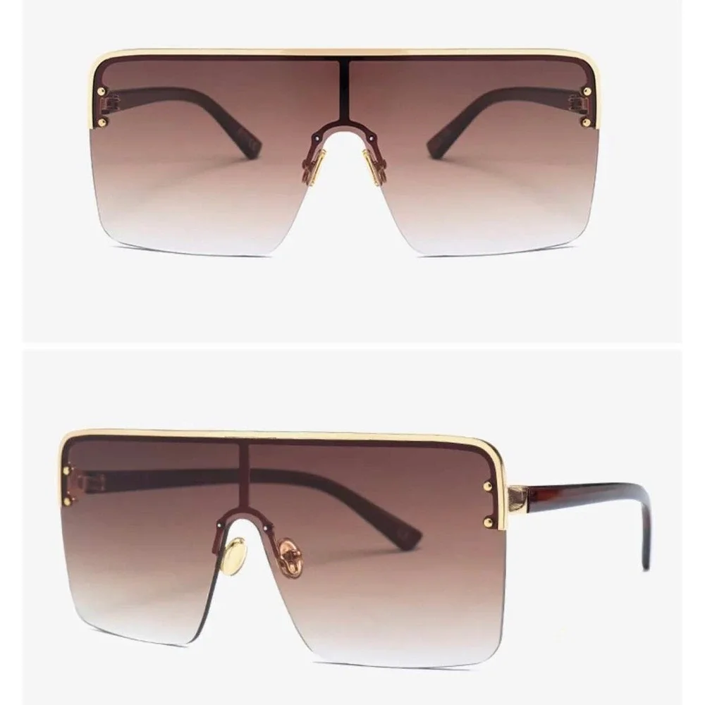 Rimless Sunglasses Men Hip Hop‎ One Piece Big Sun Glasses Shades Eyewear UV400